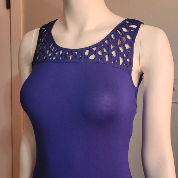 Guess by Marciano Cobalt Blue Crochet Maxi Tank Dress Sz XS Beachy Nautical - Picture 2 of 11